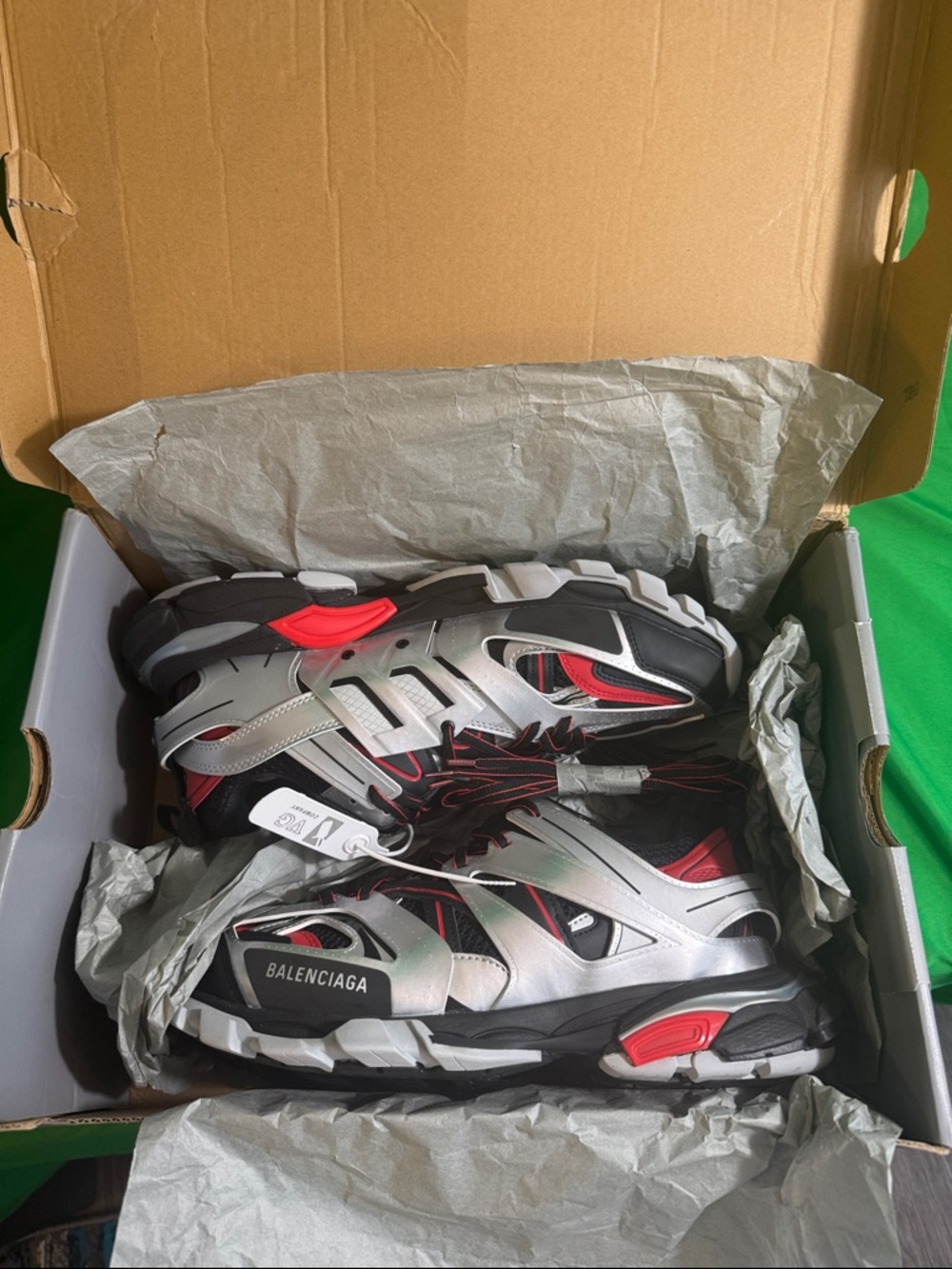 New! Balenciaga Track Sneaker in a "Black Red Silver" - Picture 8 of 9